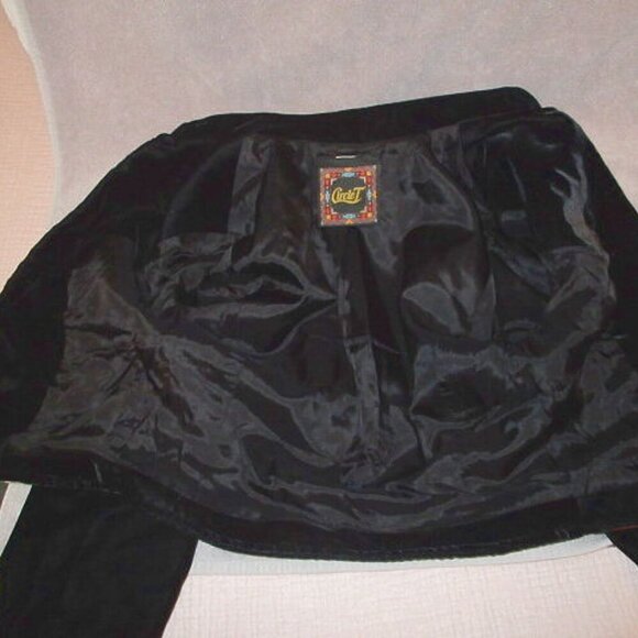 Vtg Circle T Velvet Tapestry Jacket Size S Western Cowgirl Military Crop Navajo - Picture 6 of 11